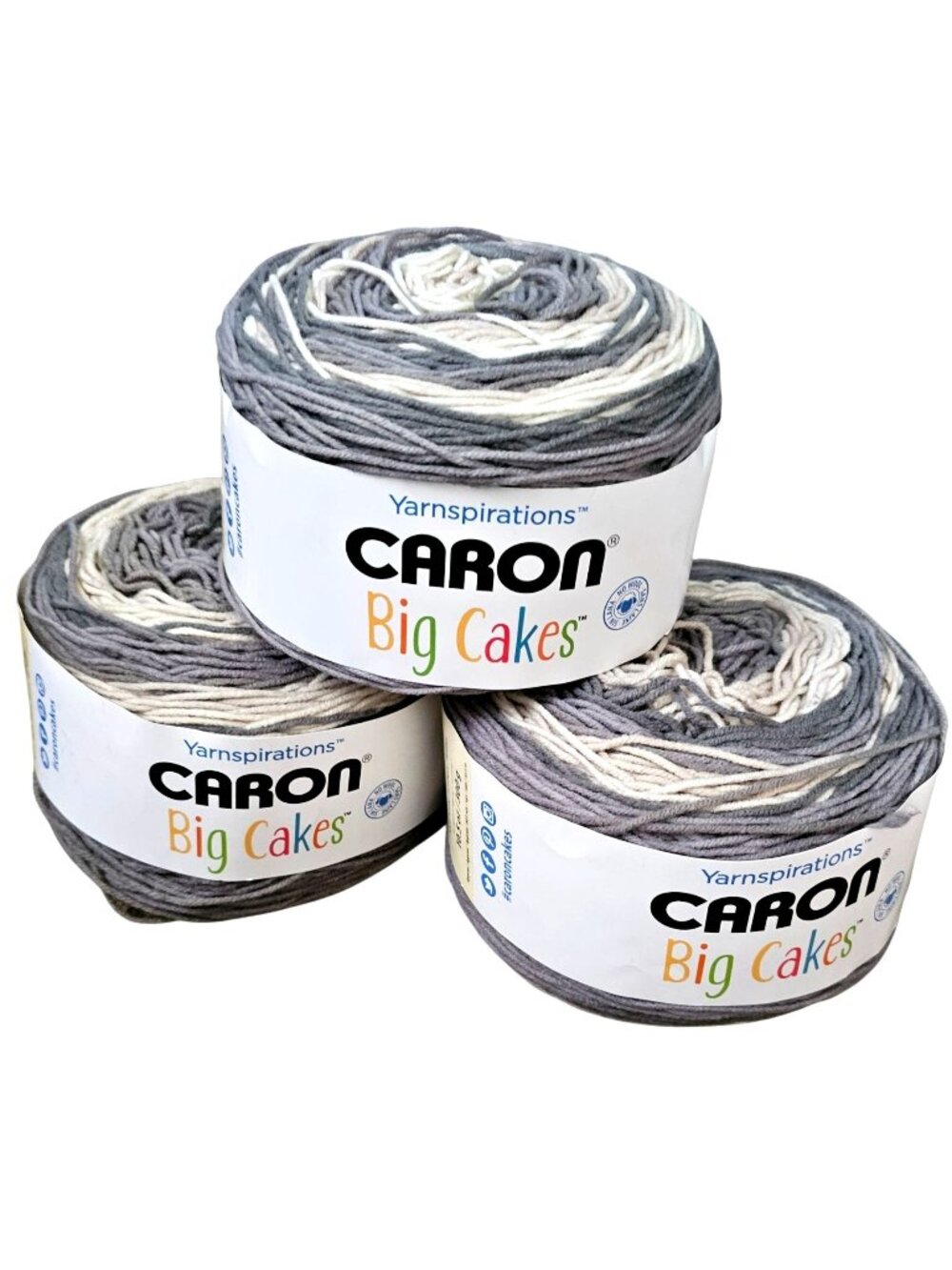 Caron Big Cakes Yarn Lot Of 3 Peppercream 10.5 Oz Medium 4 Weight Acrylic 603 Ya